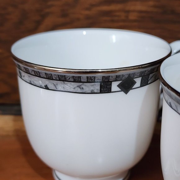 Set of 4 Lenox Debut Collection Kara Teacups grey black silver platinum - Picture 7 of 13